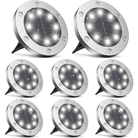 Lámpara solar exterior, luz solar Exterior 8 piezas, solar jardín exterior 8 lecho, mancha solar impermeable IP65, lámpara solar decorativa al aire libre para terraza
