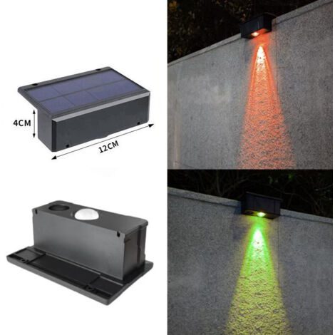 Lámpara solar exterior para patio, aplique de pared para iluminación del hogar, foco para balcón y valla, iluminación ambiental impermeable para jardín (de colores).
