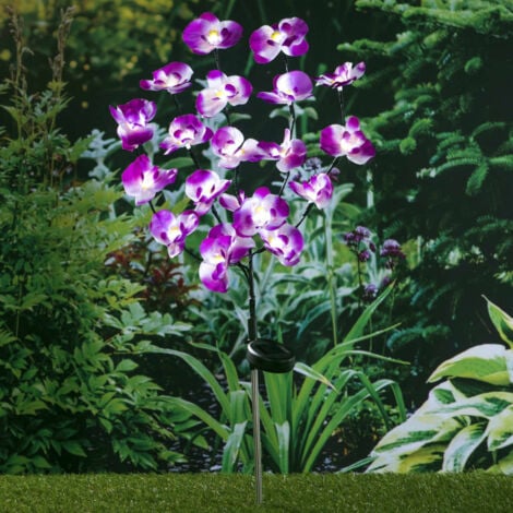 Lámpara solar LED de jardín forma de orquídeas 75 cm HI