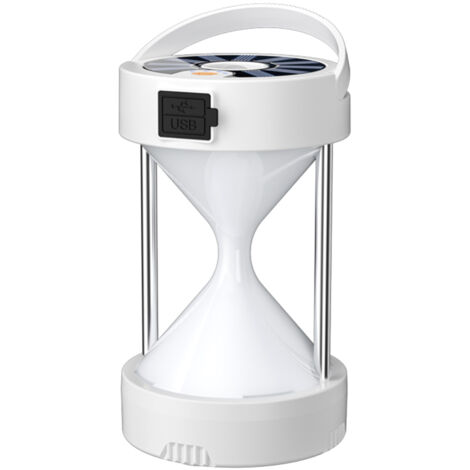 Lámpara solar LED forma reloj arena – Portátil recargable impermeable – Luz emergencia – Para acampar, escalar, pescar, mercados nocturnos