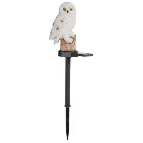 Lámpara solar LED para jardín con forma de búho, impermeable, para exteriores, para césped, iluminación nocturna, color blanco