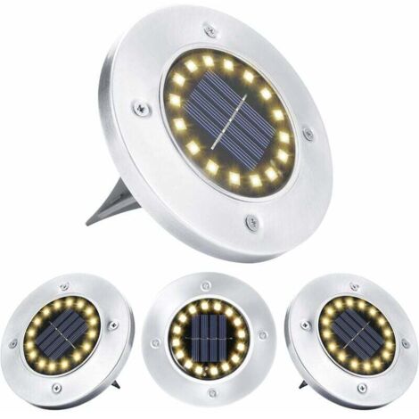 Lámpara solar para exteriores, 16 LED, luz blanca cálida, resistente al agua, de acero inoxidable, para patio, jardín, camino, garaje, entrada, decoración, paquete de 4