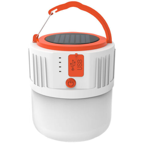 Lámpara solar portátil con 5 modos ajustables, recargable por USB, resistente al agua, sistema de iluminación para camping al aire libre, panel solar policristalino con 42 LED.