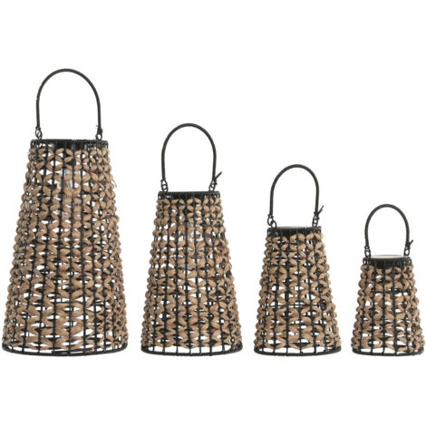 Lampara Solar Set 4 Fibra Metal 24X24X44 Asa Metal