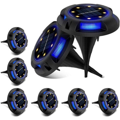 Lámpara solar Ulisem para exteriores, paquete de 8, 8 LED, para jardín, IP67, empotrada, para caminos, patios y subterráneos.