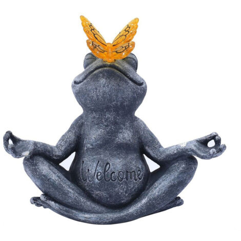 [Lámpara solar] Yoga Frog, lámpara de jardín y balcón con doble efecto de luz nocturna, gris, 23 x 12 x 21 cm