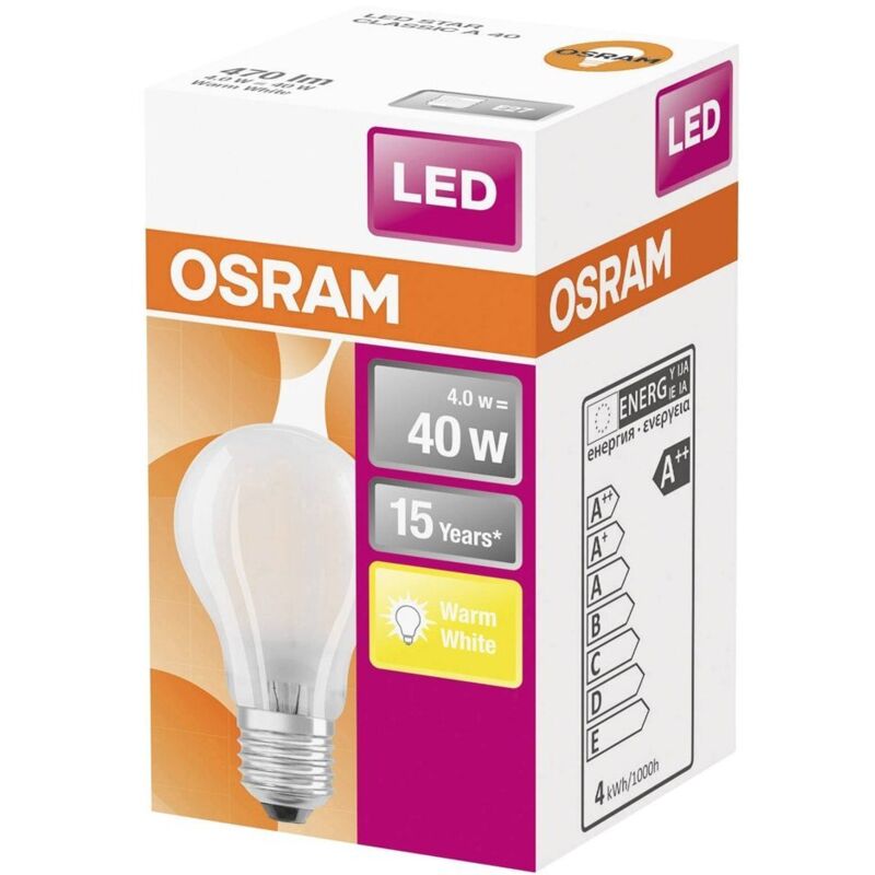 Osram - bombilla led retrofit classic a 40 fr 4w/827 220-240v fil e27 - 4058075112469 - 4058075112469
