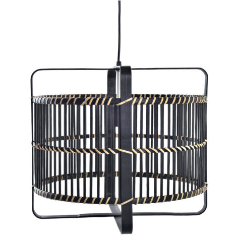 Lampara Techo Bambu 40X40X35 Negro LA197145