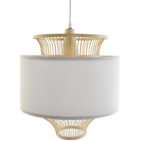 Lampara Techo Bambu Poliester 40X40X52 Blanco