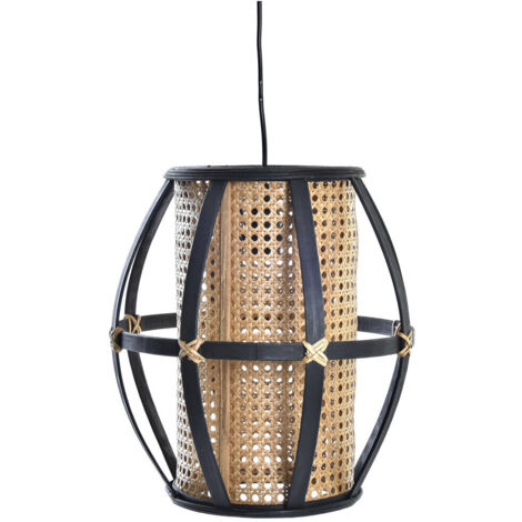 Lampara Techo Bambu Ratan 34X34X35 Natural Negro LA197151