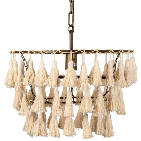Lampara Techo Borlas Beige 45X45X146 Cm
