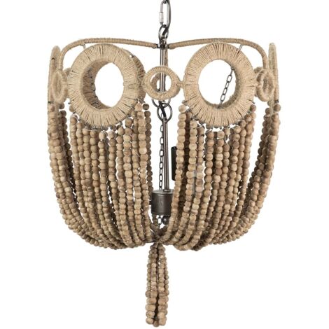 Lampara Techo Cadena Bolas Natural Yute 46X46X52Cm