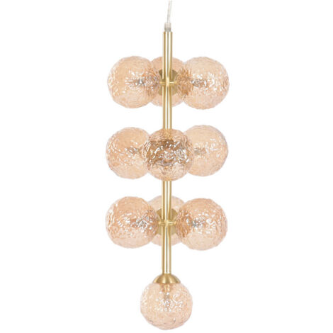 Lampara Techo Cristal Metal 24X24X60 Bolas Dorado