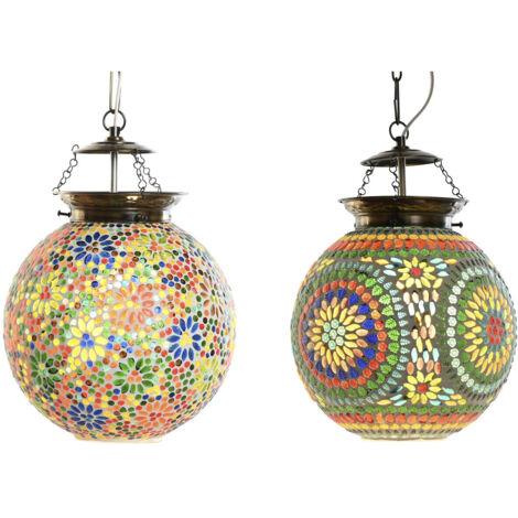 FIJALO Lampara Techo Cristal Metal 25X25X30 Mosaico LA206666