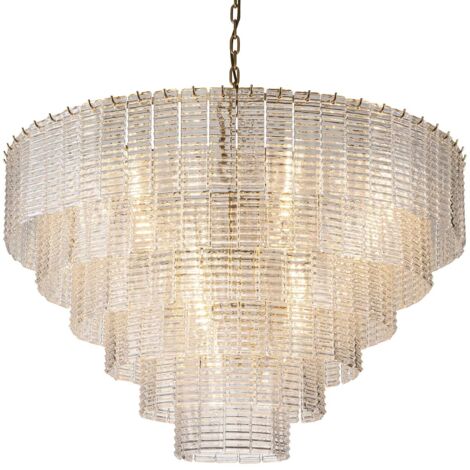 Lampara Techo Cristal Metal Dorado 102X102X64 Cm