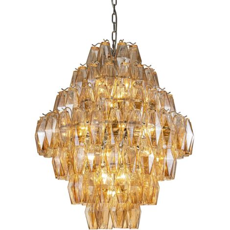 Lampara Techo Cristal Metal Plateado 65X65X74 Cm