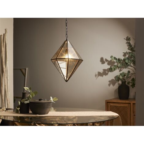 Lampara Techo Flora Rombo Cristal Decorado/Estaño 30Dx44 Cms. 30Dx40 Cms
