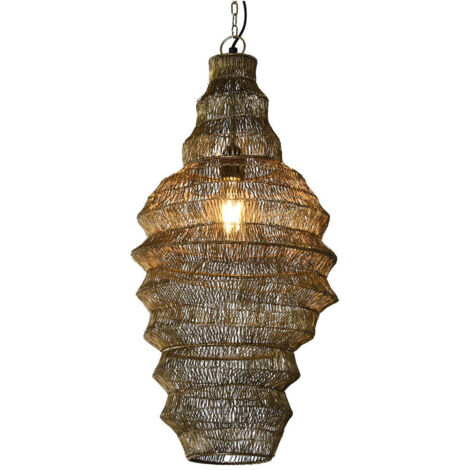 Lampara Techo Hierro 36X36X68 Desgastado Dorado