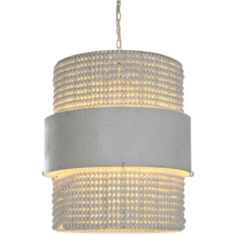 Lampara Techo Hierro Madera 51X60X69 Blanco