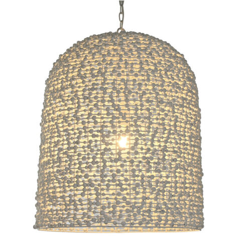 Lampara Techo Hierro Madera 58X58X71 Blanco