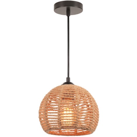 NORCKS Lampara Techo Interior De Metal Lámpara De Techo Vintage De Cuerda De Cáñamo Para Pasillo Sala De Estar Dormitorio, Negro