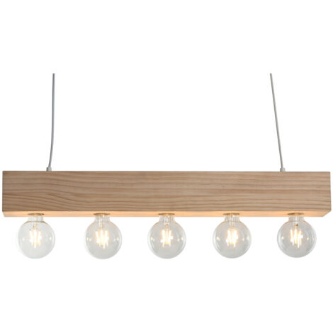 Lampara Techo Madera 80X10X30 5 Bombillas