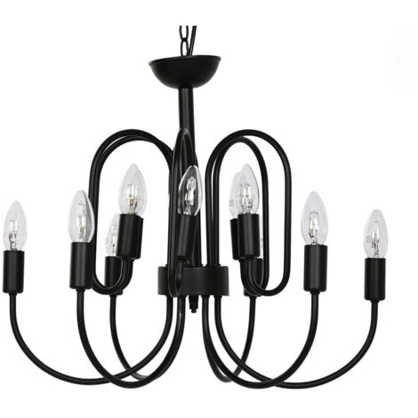 Lampara Techo Metal 54X54X46 12 Brazos Negro