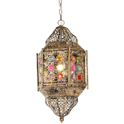 Lampara Techo Metal Acrilico 29X26X105 Dorado