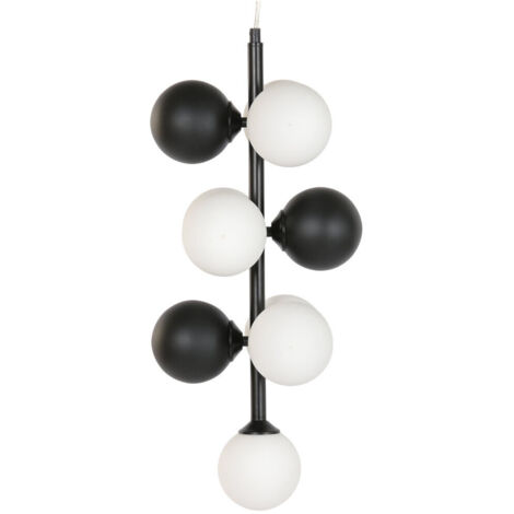 Lampara Techo Metal Cristal 24X24X60 Bolas Negro