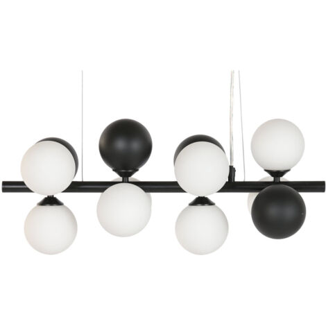 Lampara Techo Metal Cristal 60X20X96 Bolas Negro