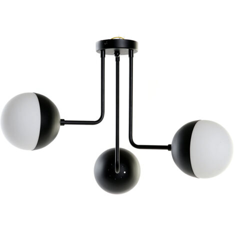Lampara Techo Metal Cristal 61X58X46 Bolas Negro LA181950