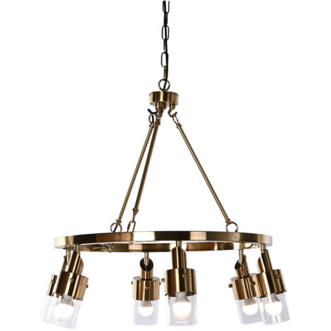 Lampara Techo Metal Cristal 66X66X60 Dorado