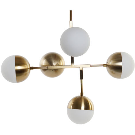 Lampara Techo Metal Cristal 74X52X168 E14 5 Bolas