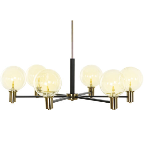 Lampara Techo Metal Cristal 83X83X128 Bolas Negro