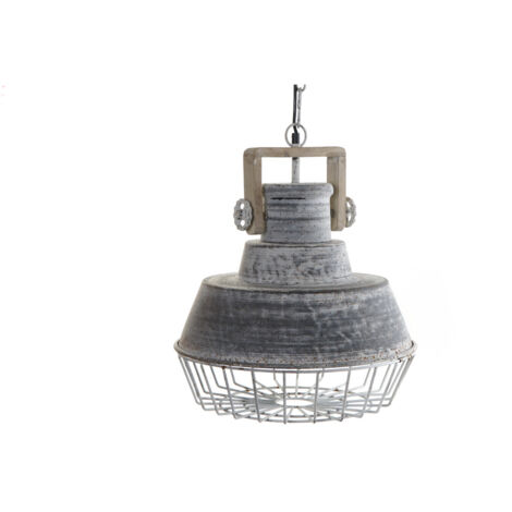 Lampara Techo Metal Madera 39X39X45 Decape Gris