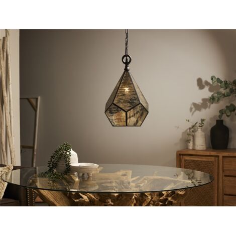 Lampara Techo Muna Cristal Decorado/Estaño 26D Cms. 26Dx36 Cms