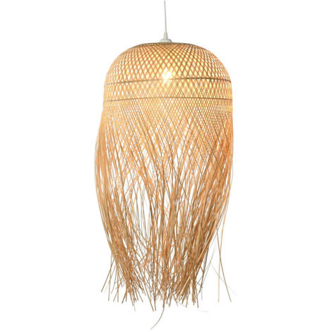 Lampara Techo Ratan 40X40X70 Hecha A Mano Natural