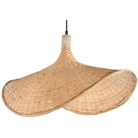 Lampara Techo Ratan 65X47X35 Sombrero Natural