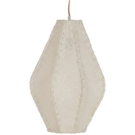 Lampara Techo Yute Metal 36X36X56 Bordado Crudo