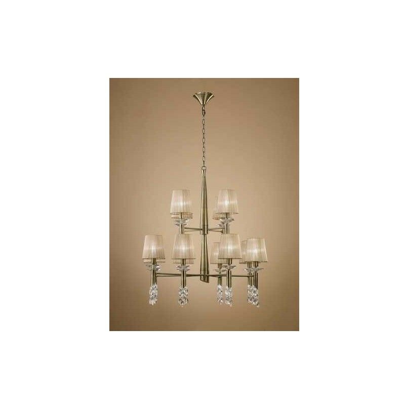 

Lámpara de gran formato 8+4 Luces TIFFANY cuero satinado de Mantra