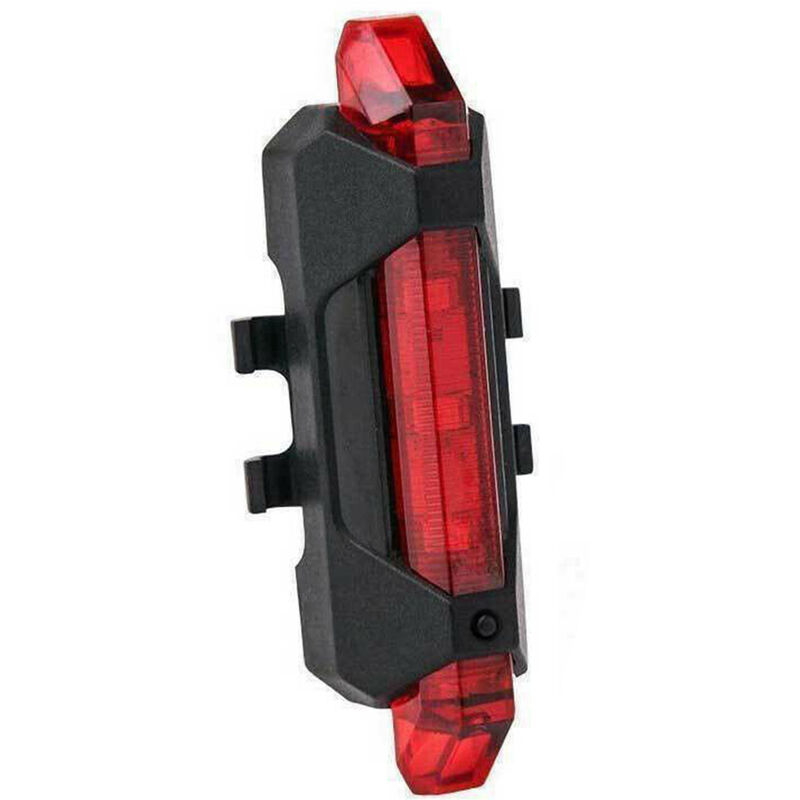 

Lampara trasera de bicicleta 5 cuentas de lampara USB recargable 4 modos impermeable intermitente luz trasera de conduccion nocturna,Negro y rojo