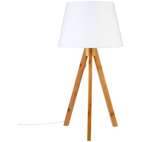 Lámpara trípode 'Bahi' - bambú y blanco A. 56 cm - Atmosphera créateur d'intérieur