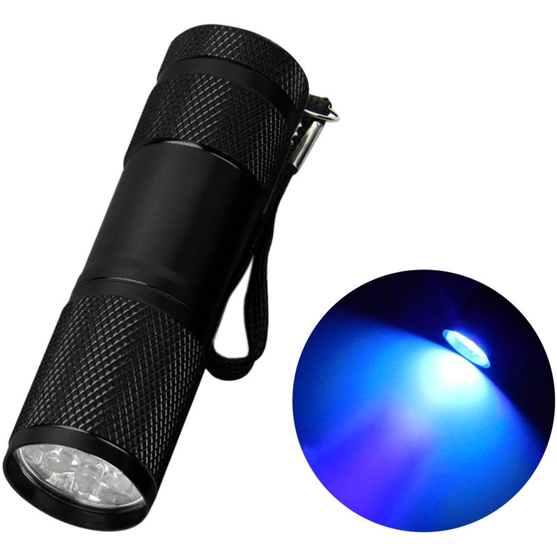 

Lampara UV 9LED linterna antorcha de aluminio de la luz ultravioleta Blacklight detector linterna, negro