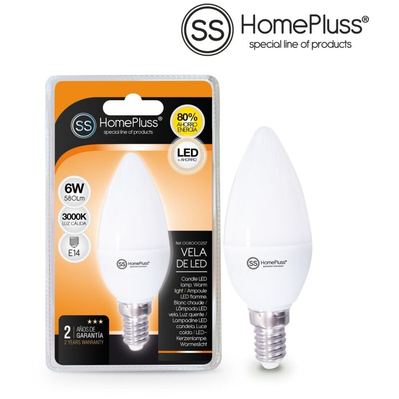 

Lampara vela 6W E14 3000K - 12u caja exp