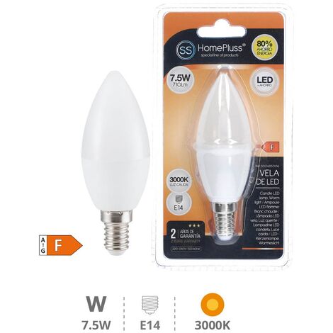 10 bombillas de filamento tipo vela E14 de LED 4 W Color blanco cálido 2700 K. 