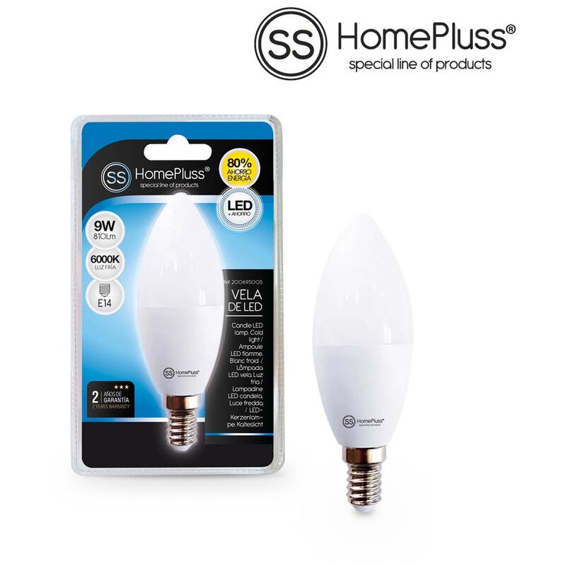

Lampara vela 9W E14 6000K - 12u caja exp