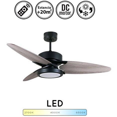 Lámpara ventilador de techo Cross DC 30W Negro 3 colores de luz 3250 Lm