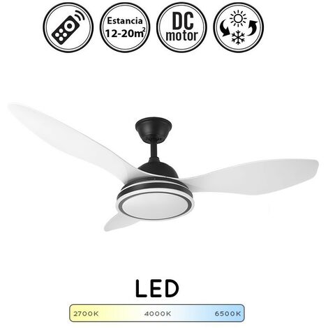 Lámpara ventilador de techo DC Negro Datoo 48w 6 Vel. 4080 Lm 3 Asp. 3000-4000-6000 K