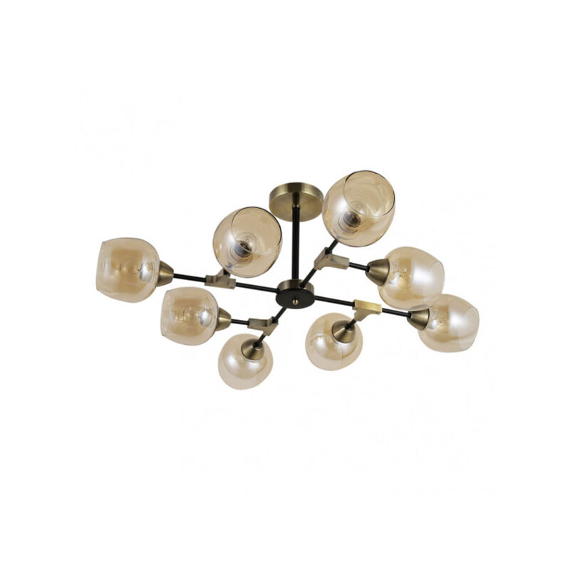 Lampe Vesuvius 8xe27 noir/cuir 29x78x78 cm