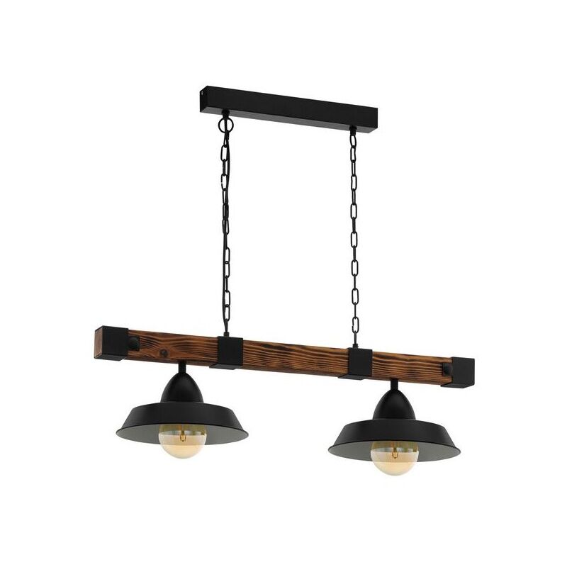 

Lámpara vintage suspendida Eglo en metal negro y con soporte de madera 220-240 V IP20 | hierro